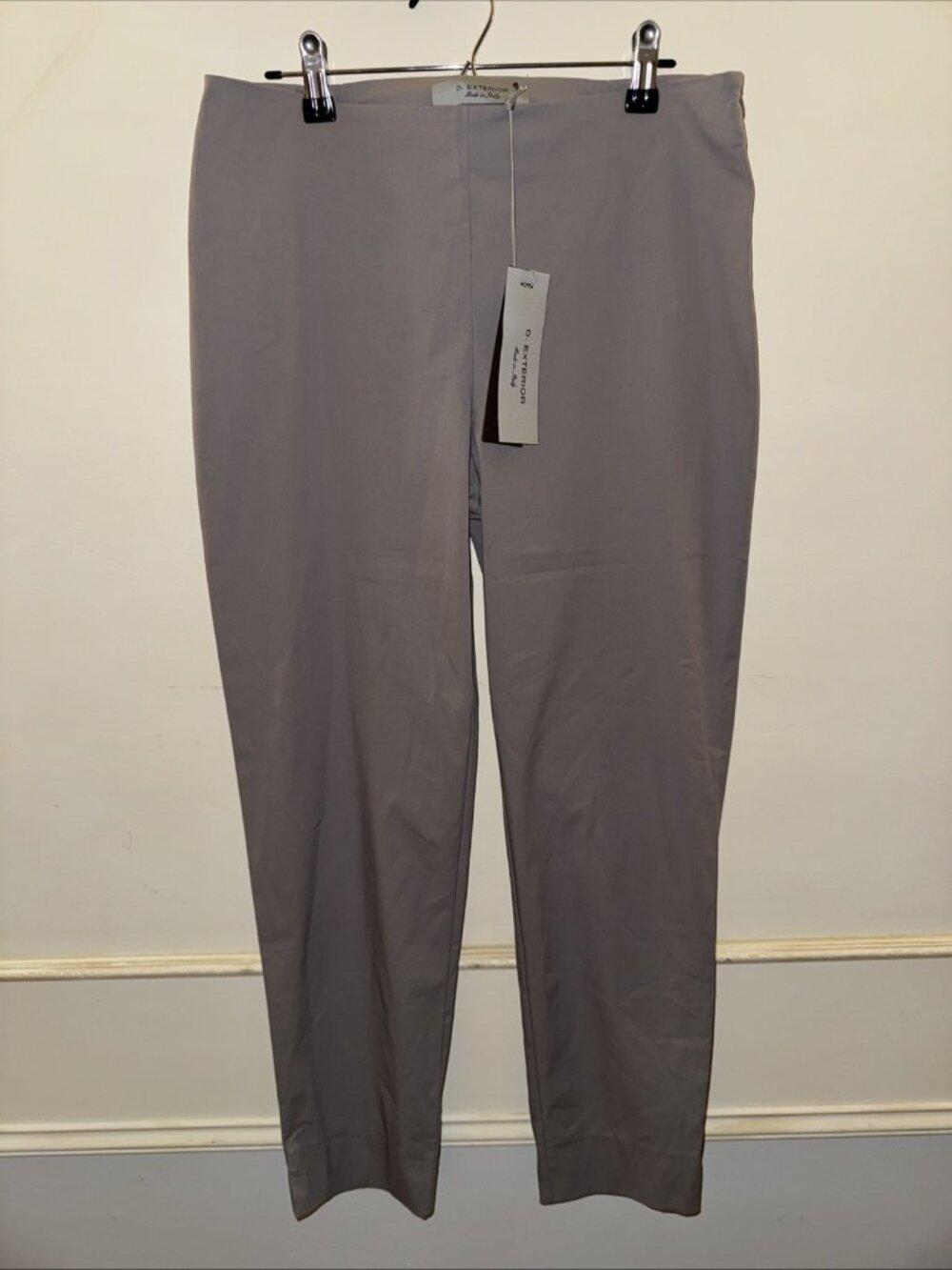 D. Exterior NWT Pants Silver Gray  Size 44 Cotton Made In Italy
